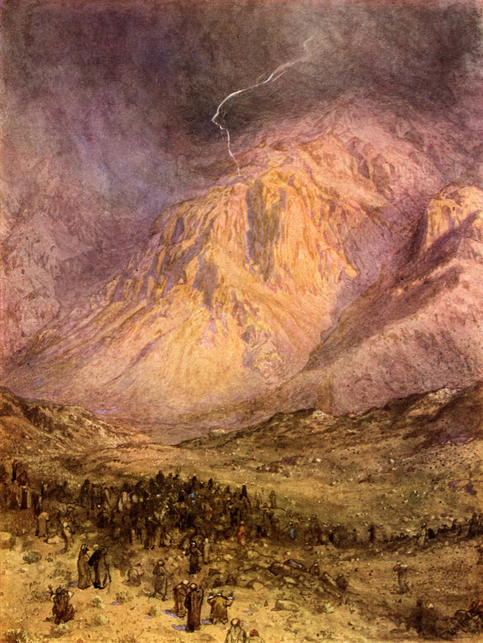Laggivningen på berget Sinai. - Bibeln av William Brassey Hole