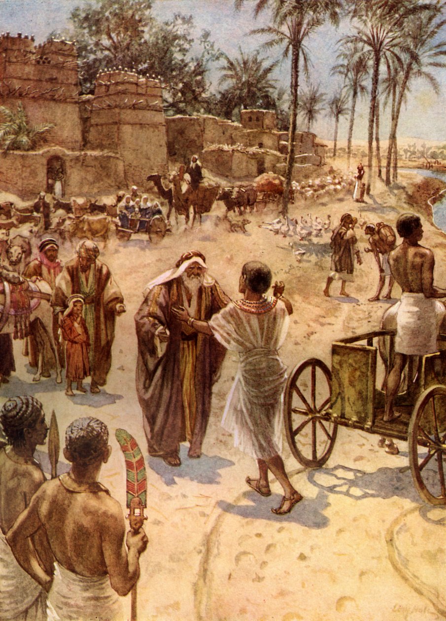 Mötet mellan Jakob och Josef i Egypten - Bibeln av William Brassey Hole