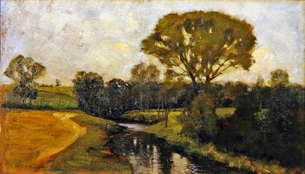 A Quiet Stream (olja ombord) av William Bright Morris