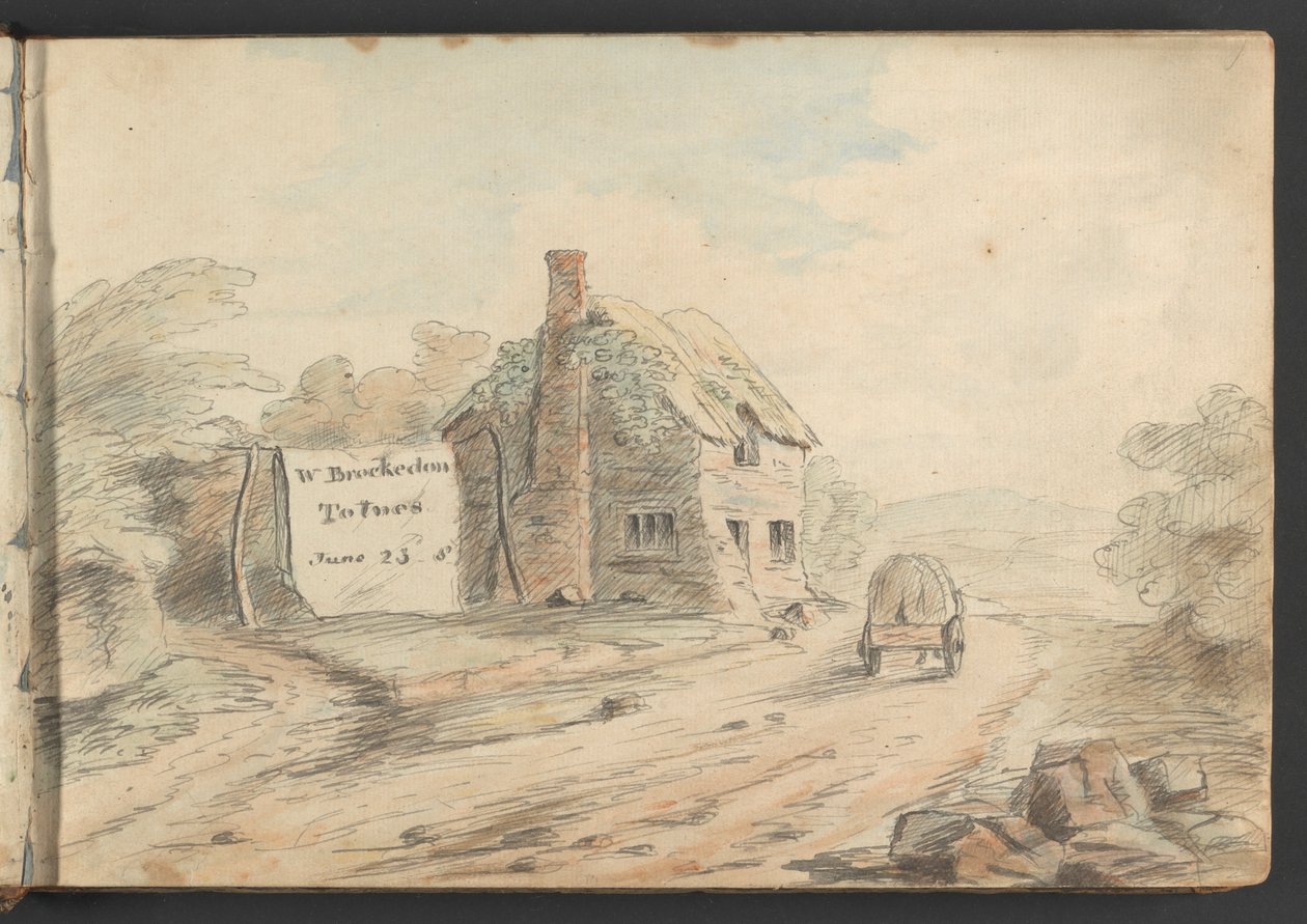 Landskap med Hamlet och vagn av William Brockedon