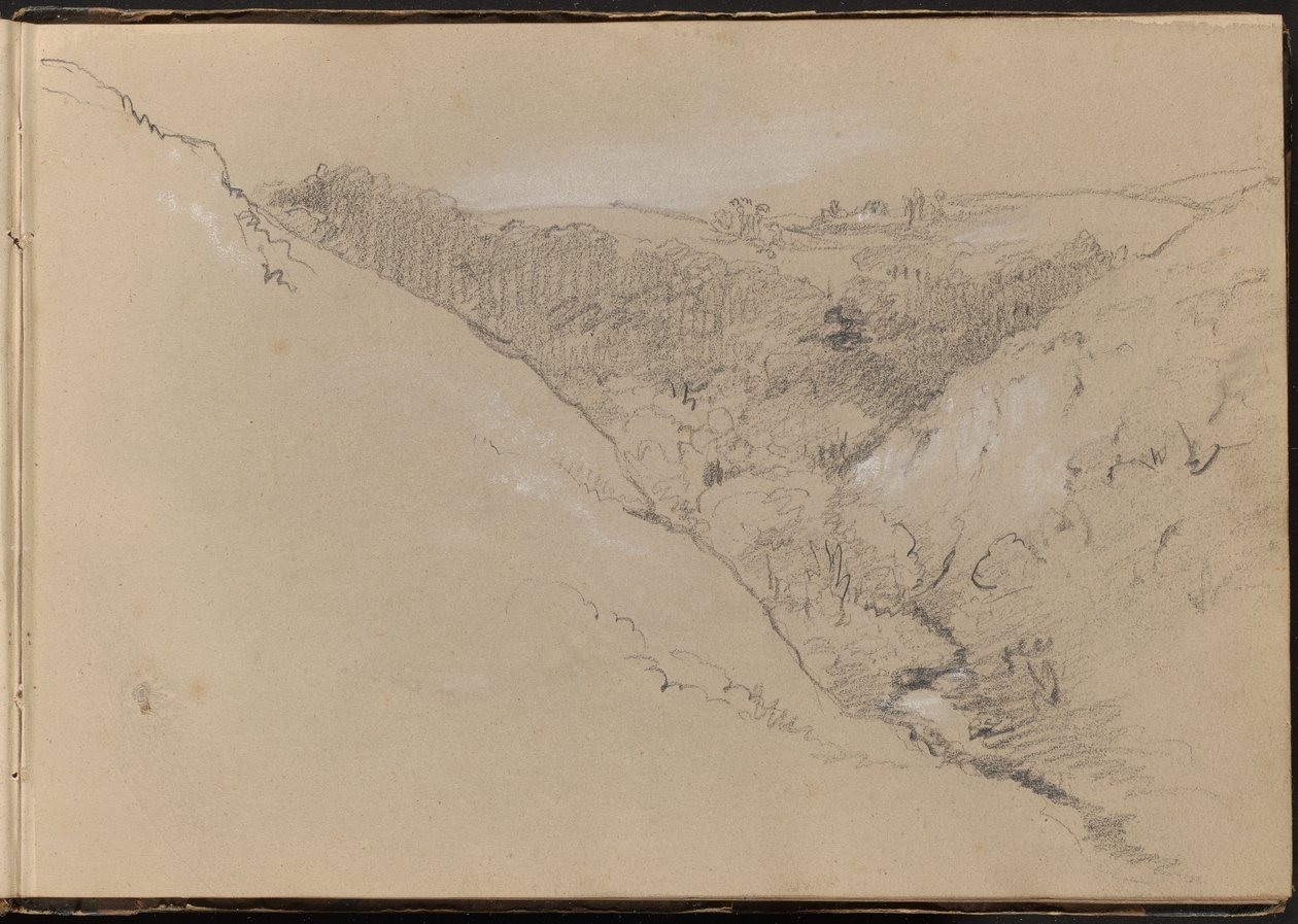 Landskap med kullar och skog av William Brockedon