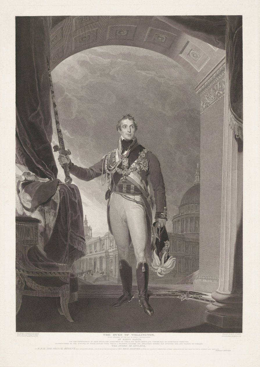 Porträtt av Arthur Wellesley, hertog van Wellington The Duke of Wellington (titel på objekt) av William Bromley (I)