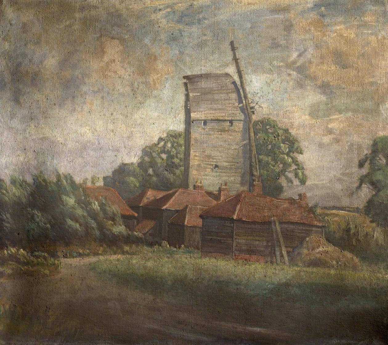 Toot Mill, Toot Hill, Essex (olja på hessian) av William Brown MacDougall