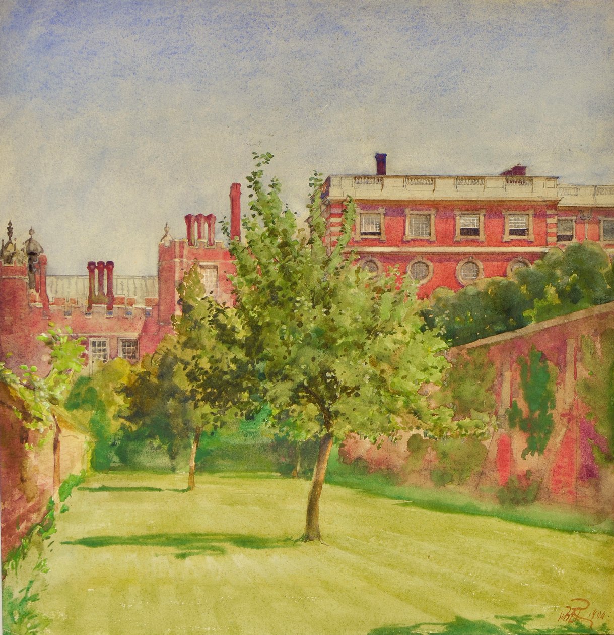 Hampton Court från den privata trädgården av William Bruce Ellis Ranken