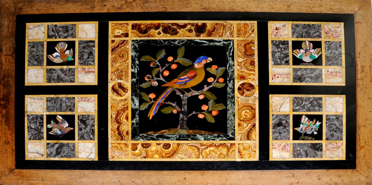 Detalj av ett bord med marmorskiva (ek & marmor) av William Burges