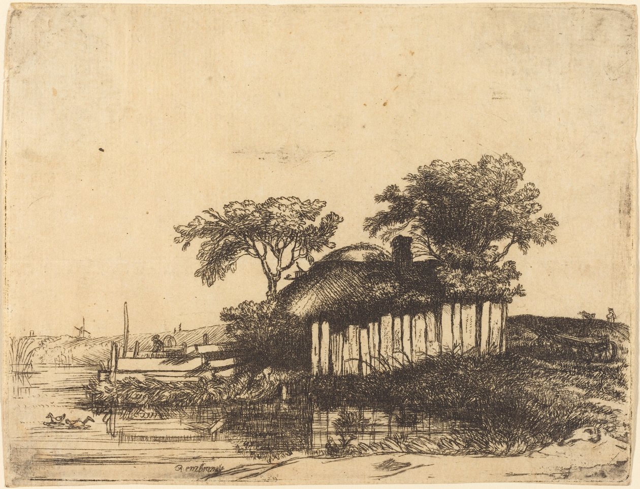 Stuga med vit blekning av William Byron after Rembrandt van Rijn