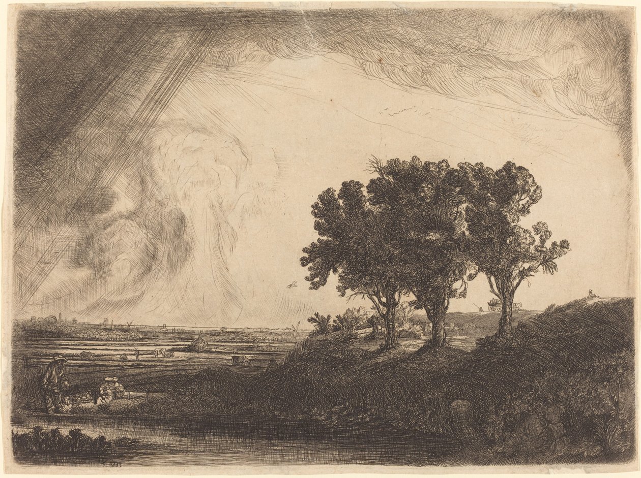 De tre träden av William Byron after Rembrandt van Rijn
