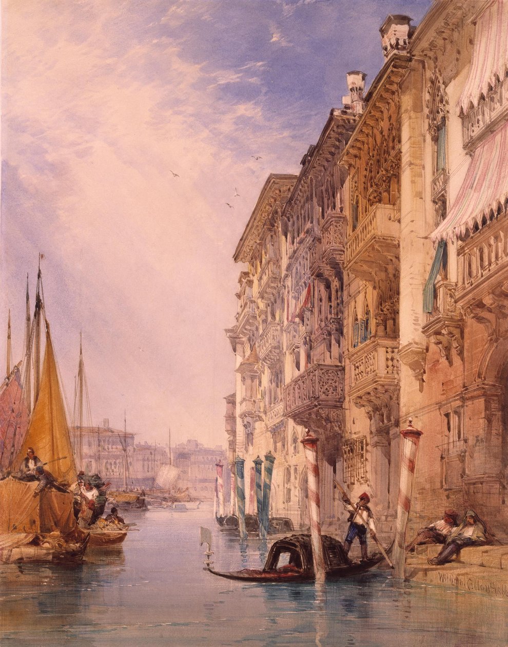 En gondol på Canal Grande i Venedig av William Callow