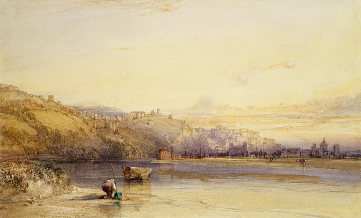 Banken av floden Saone, Lyon av William Callow