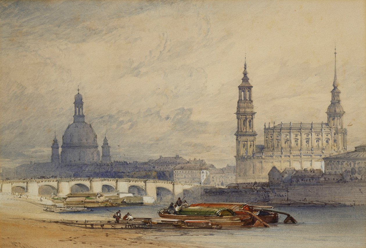 Dresden från floden Elbe, 1853 av William Callow
