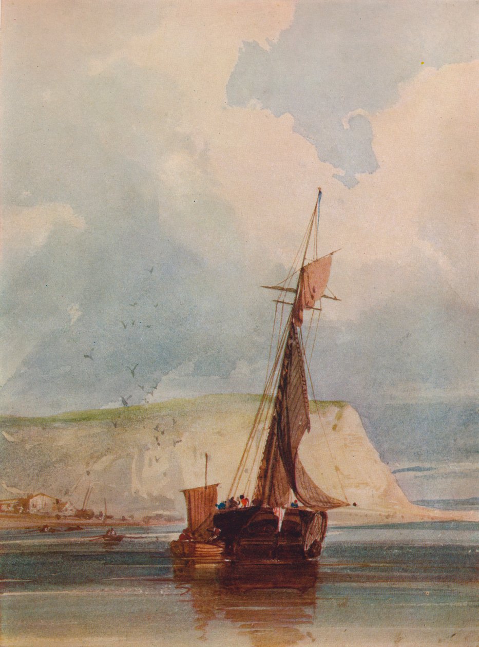 Fiskebåtar på udden, c1841 av William Callow