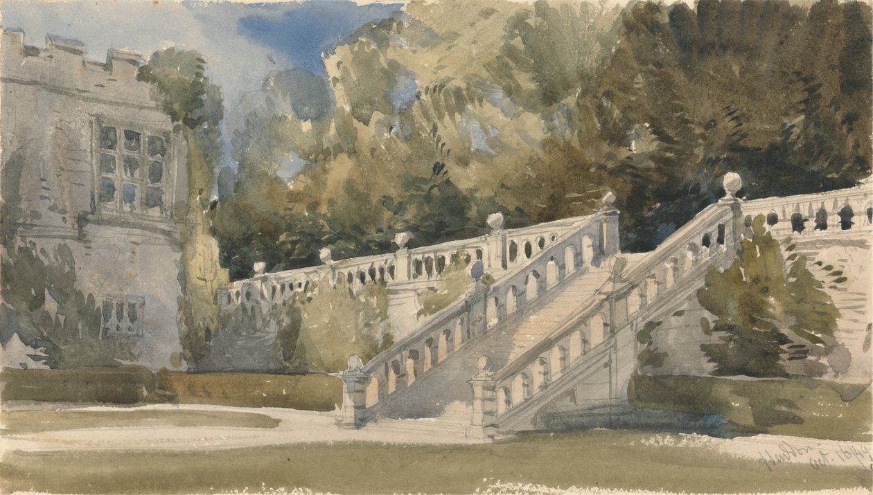 Trädgårdstrappa, Haddon Hall av William Callow