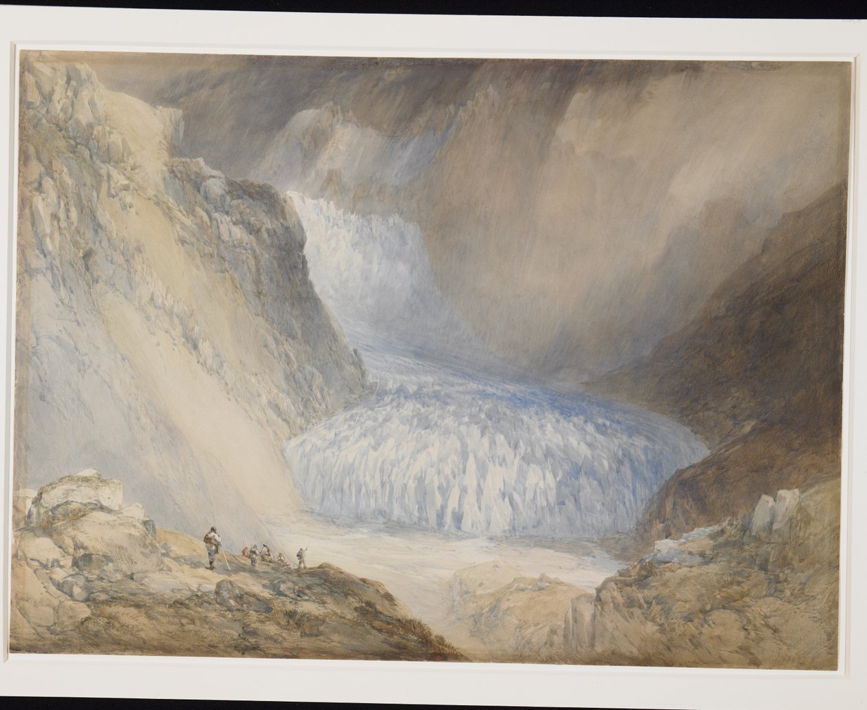 Glacier Du Rhone And The Galenstock, från Furka Pass Road (akvarell över penna förhöjd med vitt på benvitt papper) av William Callow