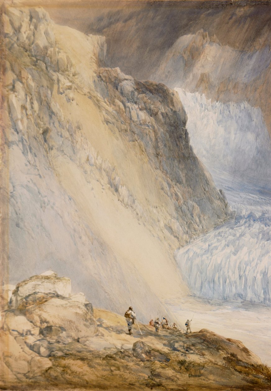 Rhôneglaciären och Galenstock från vägen över Furkapasset av William Callow