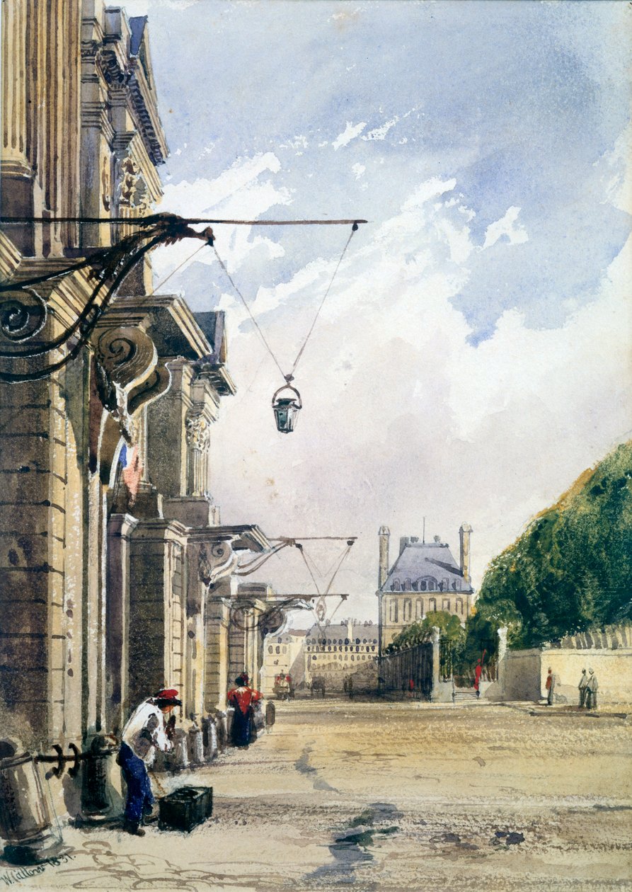 Rue de Rivoli, nära Tuilerierna, Paris, 1831 av William Callow
