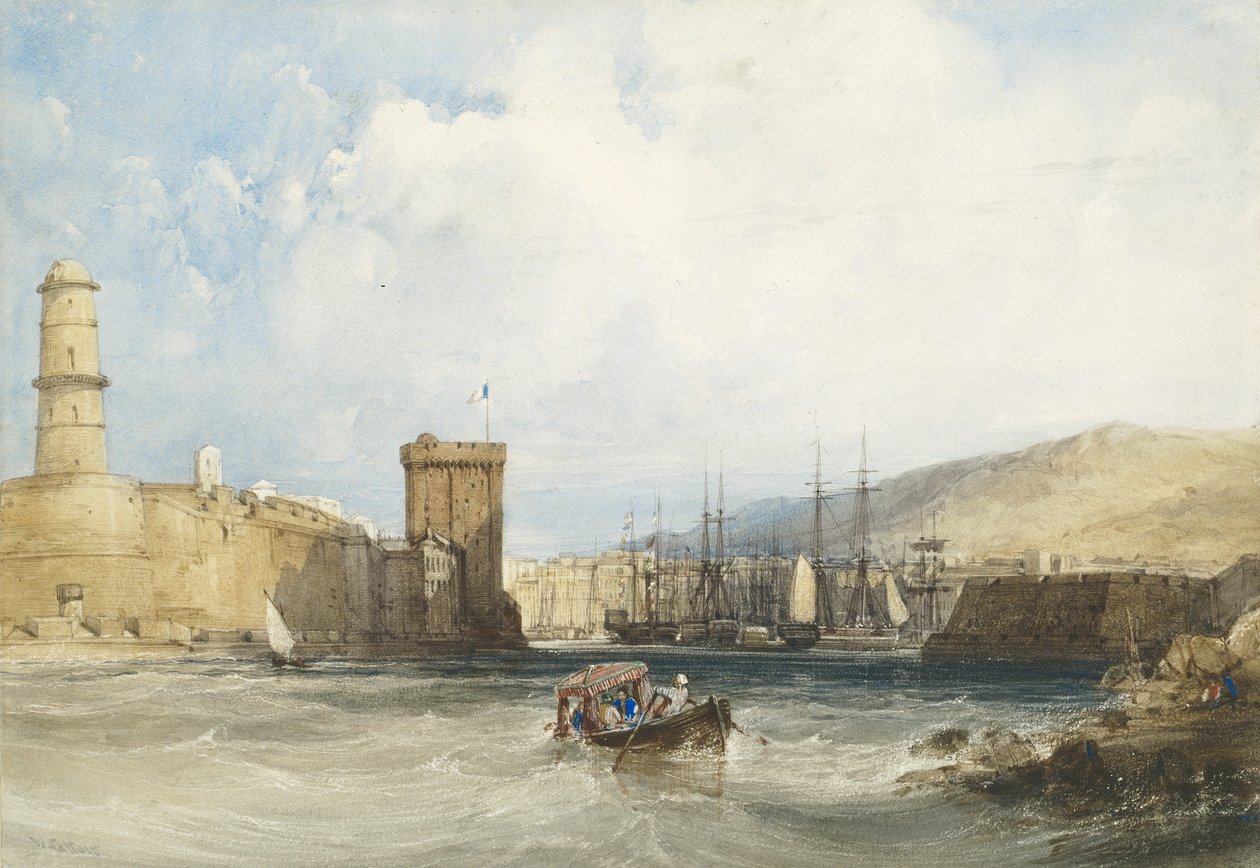Ingången till Marseilles hamn, c.1838 av William Callow