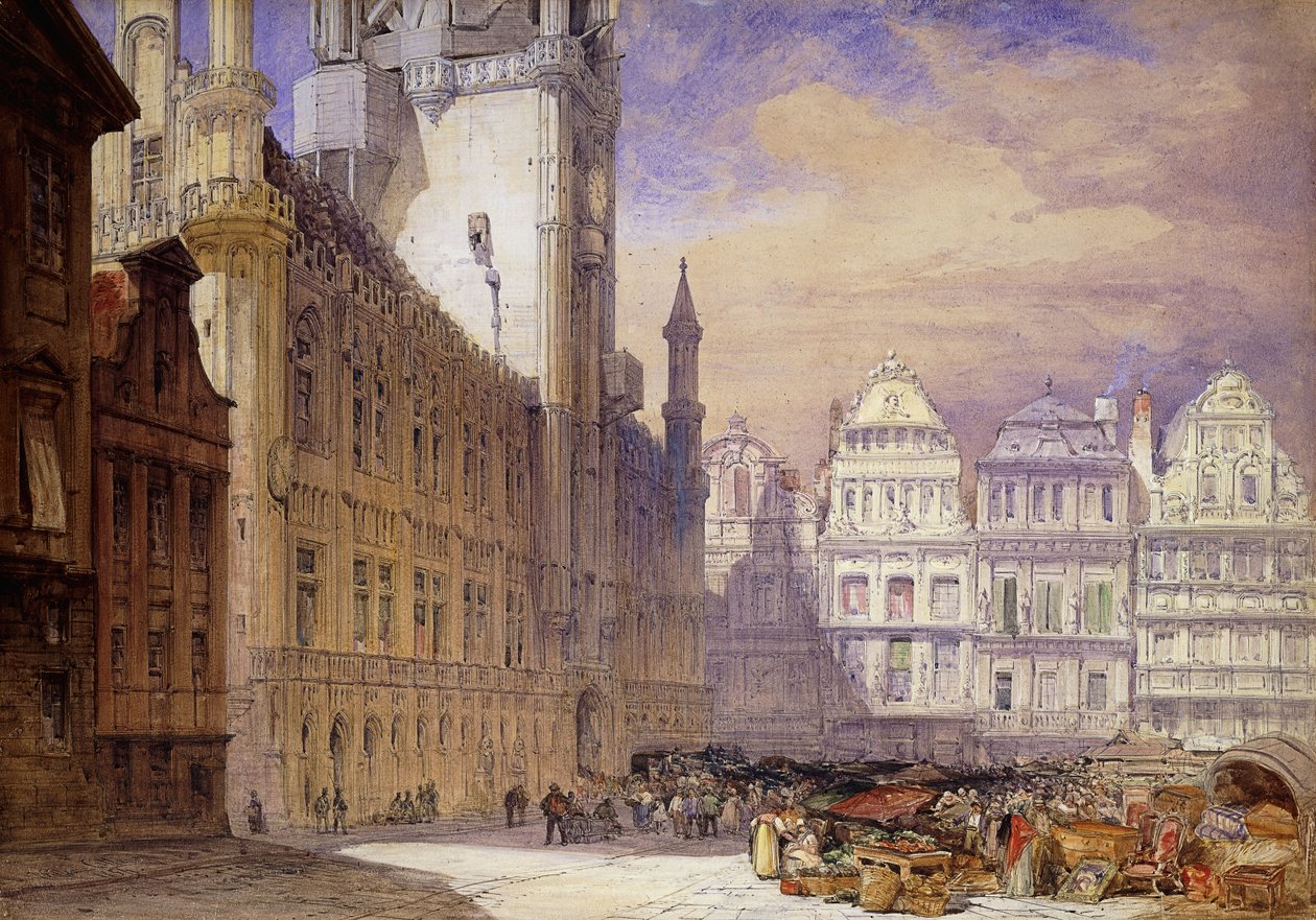 Hotel de Ville, Bryssel, 1856 av William Callow