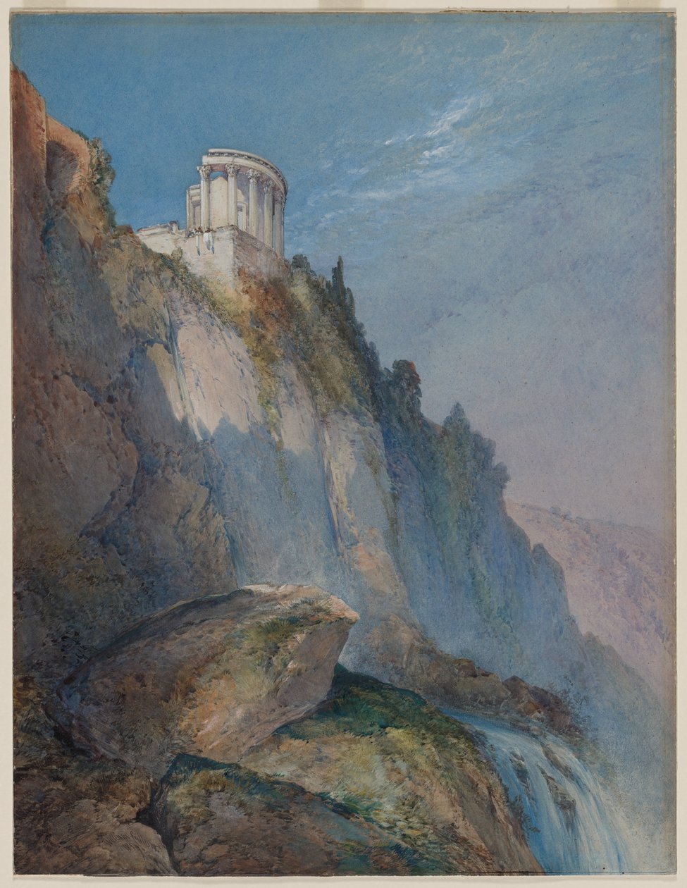 Vesta-templet och vattenfallen vid Tivoli av William Callow