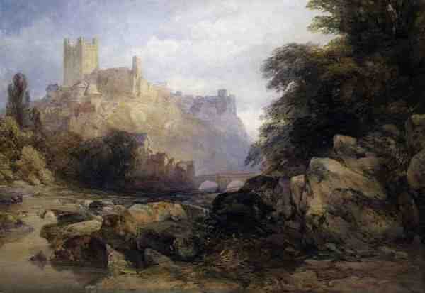 Staden och slottet från floden, ca 1860 (akvarell på papper) av William Callow