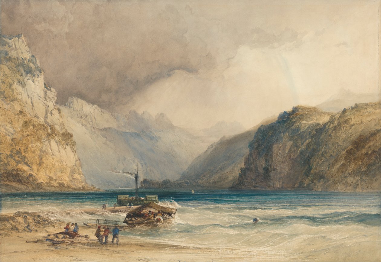 Walenstadt, från Weesen, Schweiz av William Callow