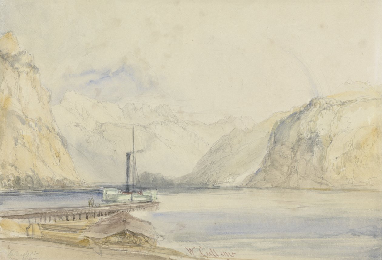 Wallenstadt, från Wesen, Schweiz (penna och wc på papper) av William Callow