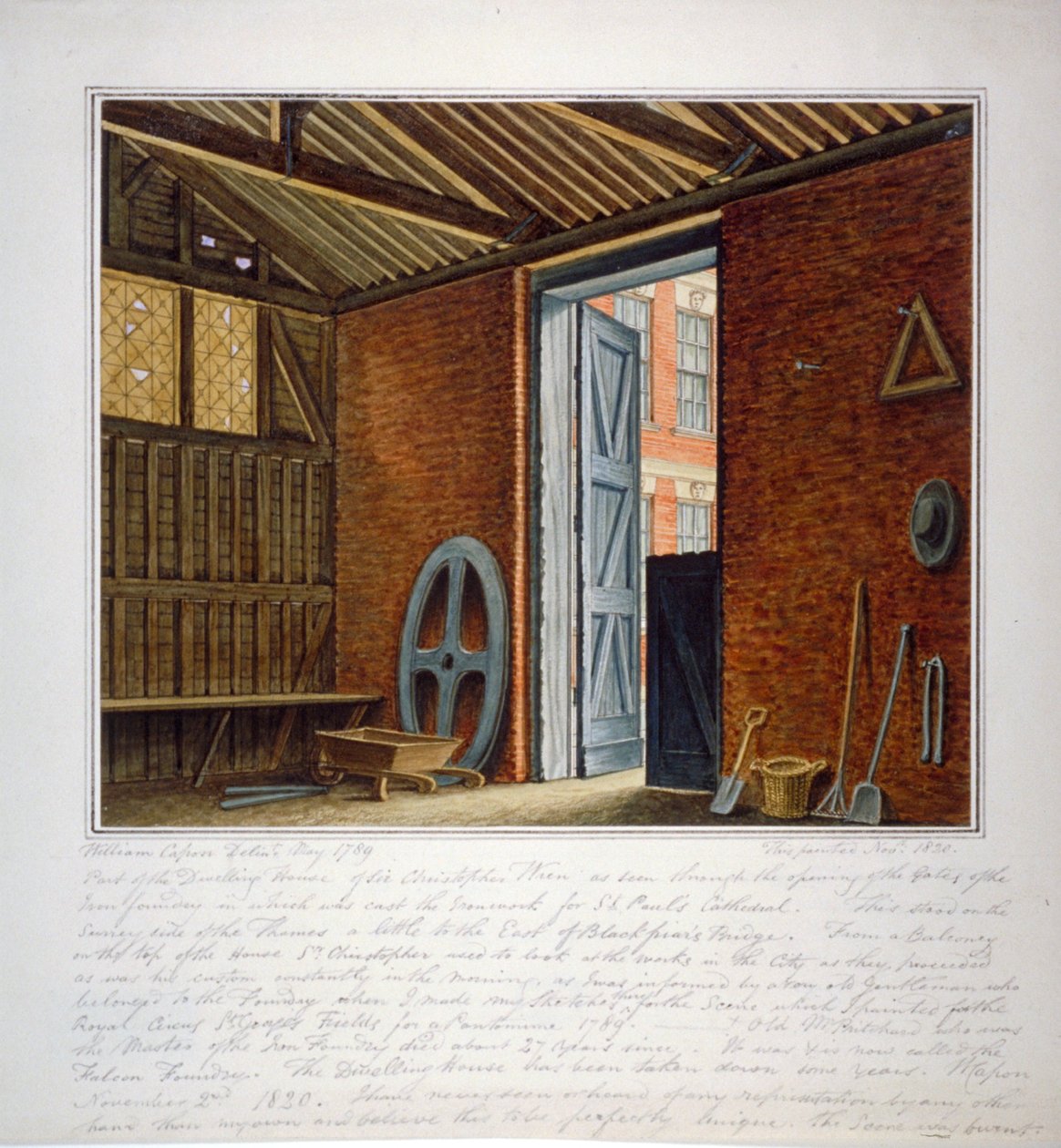 En del av Sir Christopher Wrens boningshus, Southwark, London, 1820. av William Capon