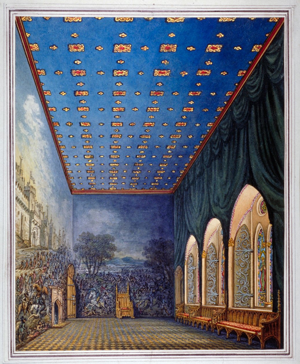 Föreslagna plan för ominredning av den målade kammaren, Old Palace of Westminster, London, c1817. av William Capon