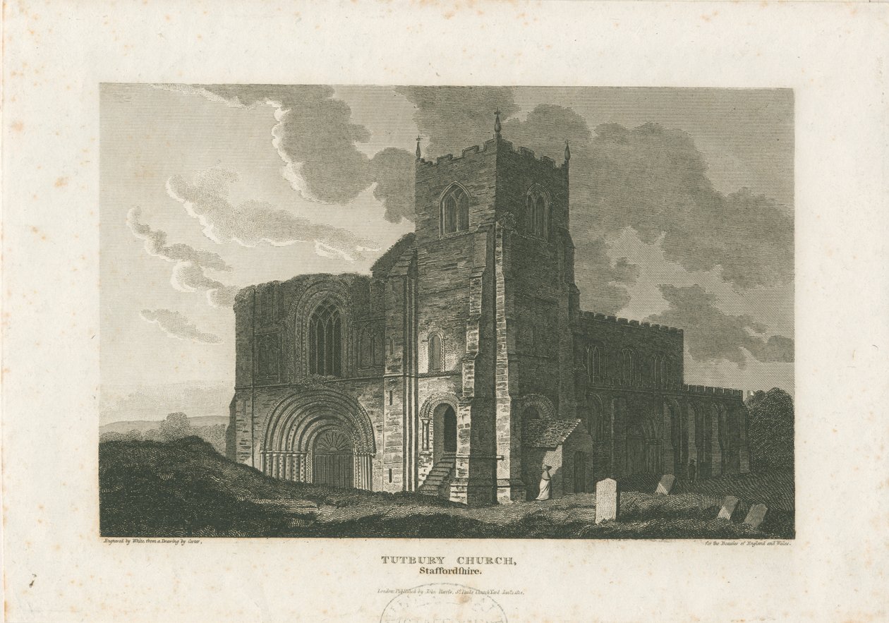 Tutbury Priory Church: gravyr, nd [c 1812] (tryck) av William Carter