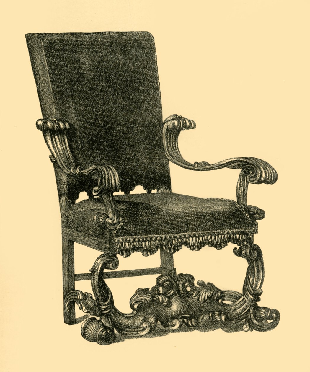 Fåtölj i valnötsträ, c1685-1710, 1881. av William Catley