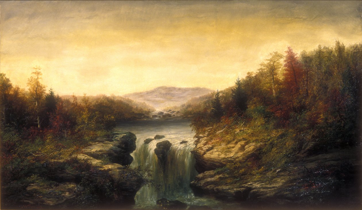 Landskap med vattenfall, ca 1860-1870 (olja på duk) av William Charles Anthony Frerichs