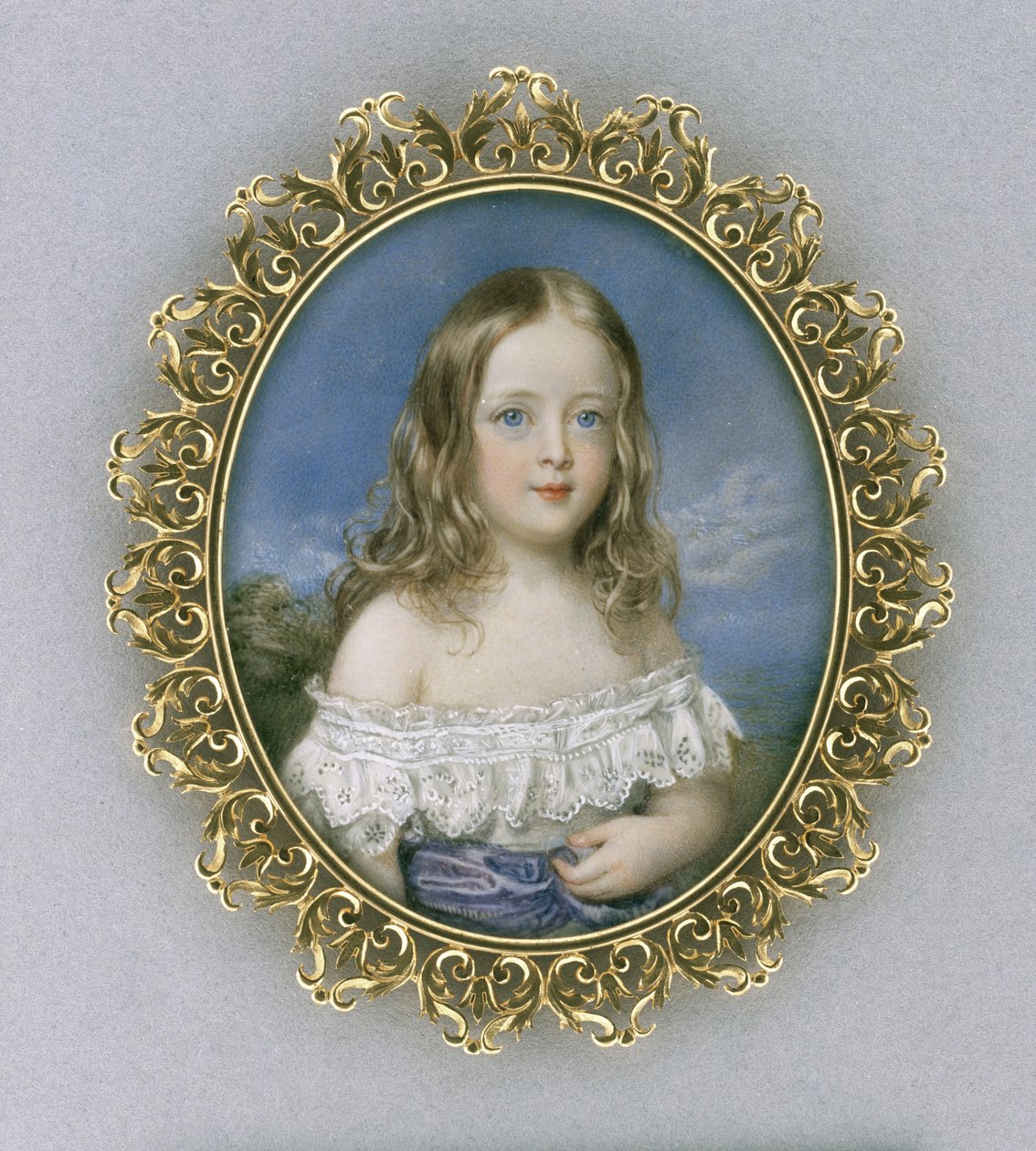 Caroline Holland, ca 1840 (akvarell på elfenben, förgylld, sammet, siden och glas) av William Charles Ross