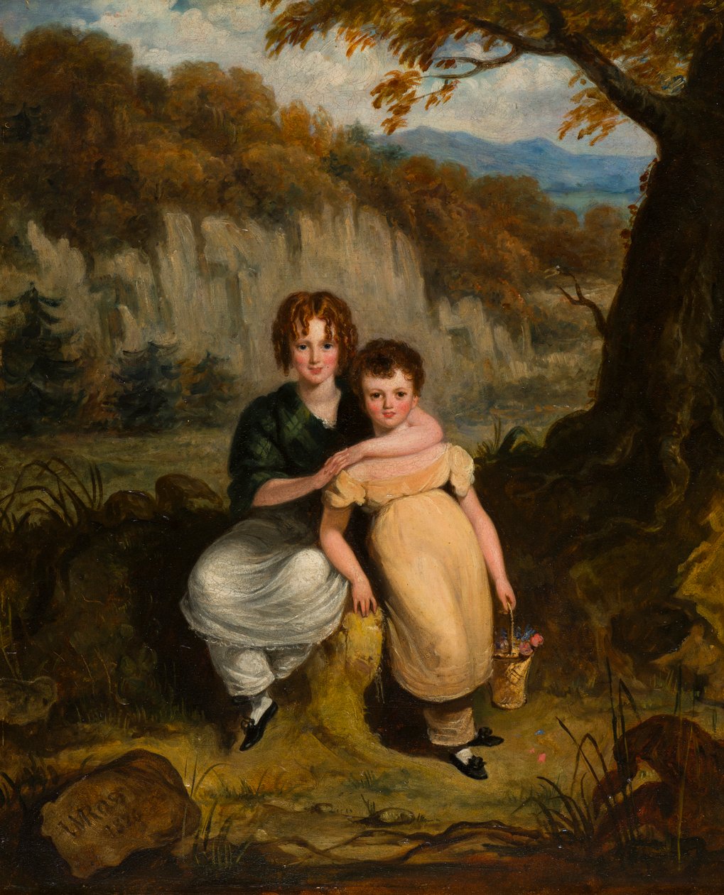 Porträtt av Sir Thomas Moncrieffe Bt. och hans syster när barn, ca 1826 (olja ombord) av William Charles Ross