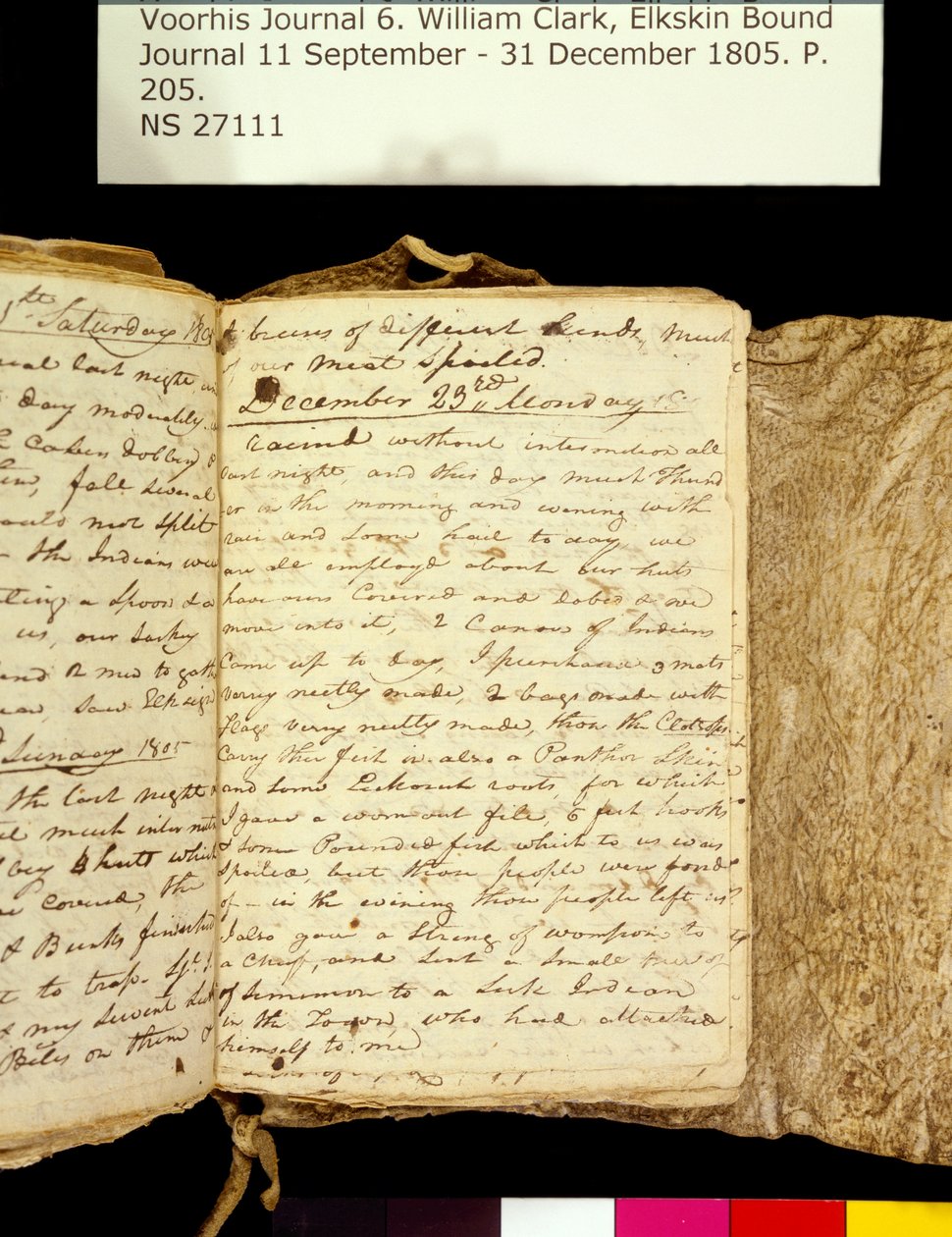 Clark Family Collection- Volume 6. Elkskin Journal, page 205, December 22-23, 1805 av William Clark