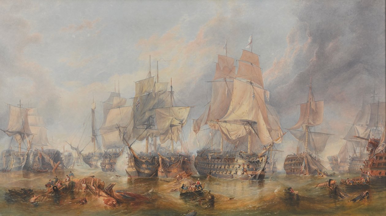 Slaget vid Trafalgar, 21 oktober 1805 (olja på duk) av William Clarkson (manner of) Stanfield
