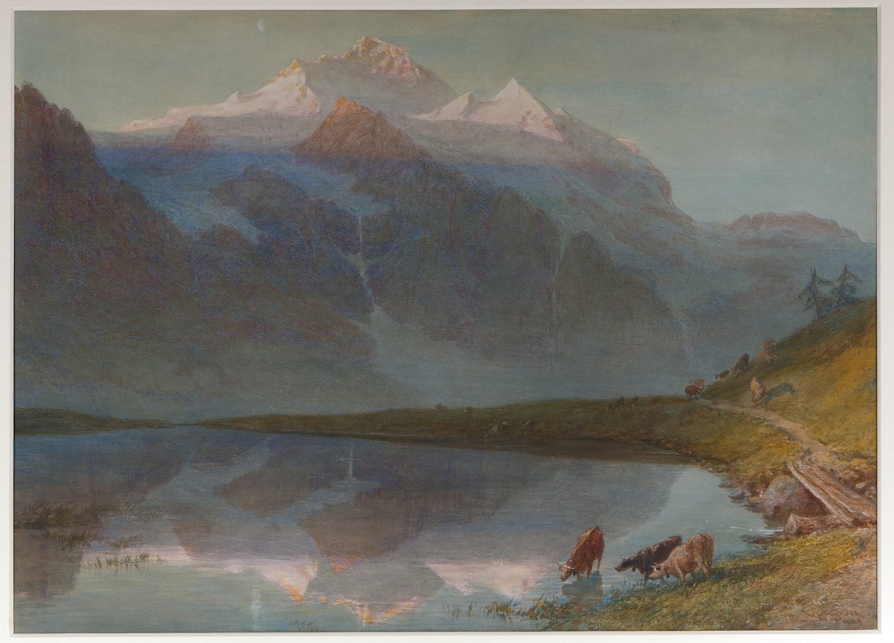 Bergsscen - Jungfrau (akvarell) av William Collingwood