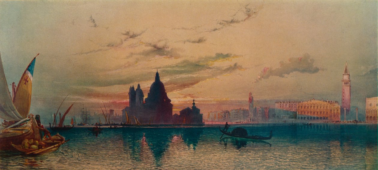 La Santa Salute, från San Giorgio, Venedig, c1872 av William Collingwood Smith