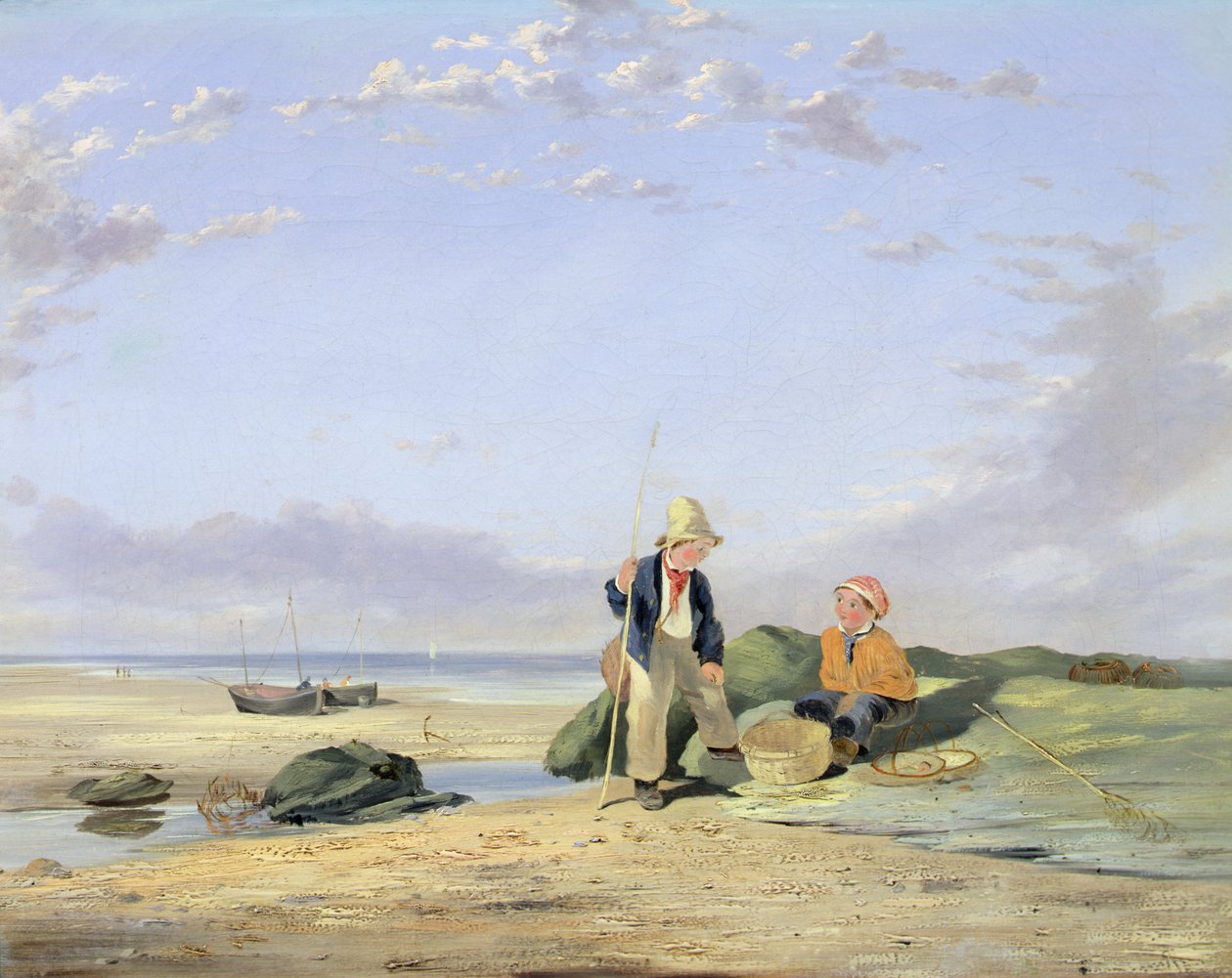 Figurer på en strand (olja på duk) av William Collins