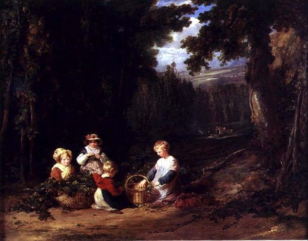 Unga barn plockar humle, ca 1835 (olja på duk) av William Collins