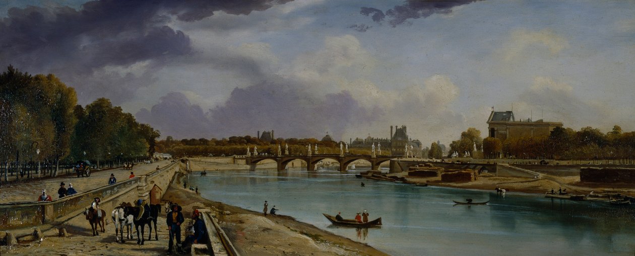 Seinen nedanför Paris, ca 1825-35 (olja på panel) av William Cowen