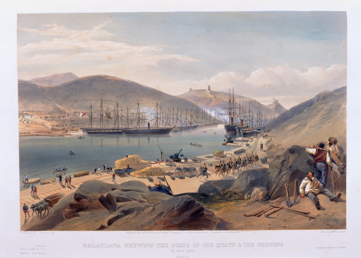 Balaklava som visar tillståndet för kajerna och sjöfarten i maj 1855 av William Crimea Simpson