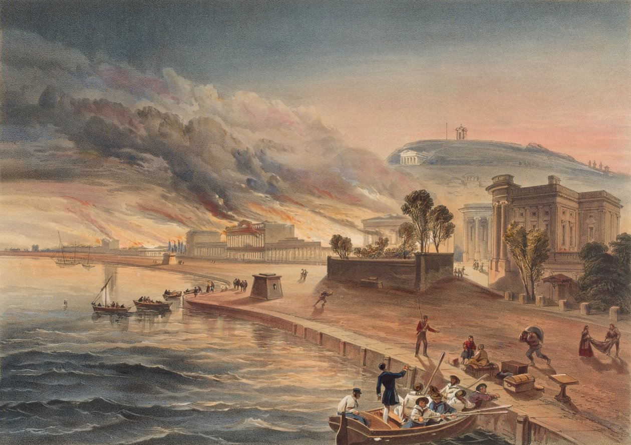 ? Bränning av regeringsbyggnaderna i Kertch. 9 juni 1855? av William Crimea Simpson