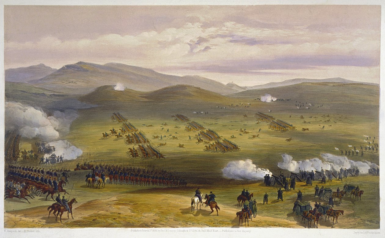 Charge of the Light Cavalry Brigade, 25 oktober 1854, detalj av artilleri, från The Seat of War i öst, pub. av Paul & Dominic Colnaghi & Co., 1856 litho detalj av 75991 av William Crimea Simpson