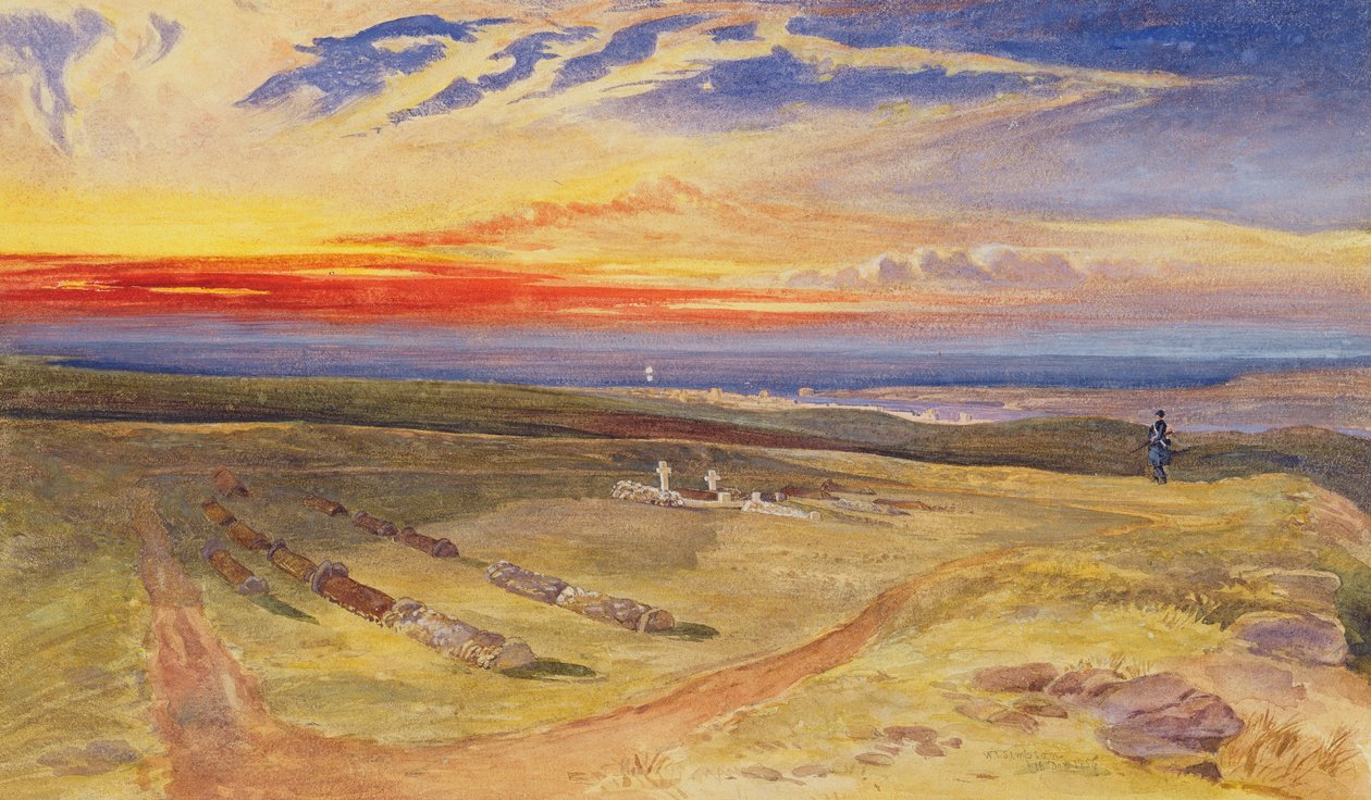 Graves of the Officers in the Fort on Cathcart Hill, 1854 (wc och kroppsfärg över grafit på papper) av William Crimea Simpson