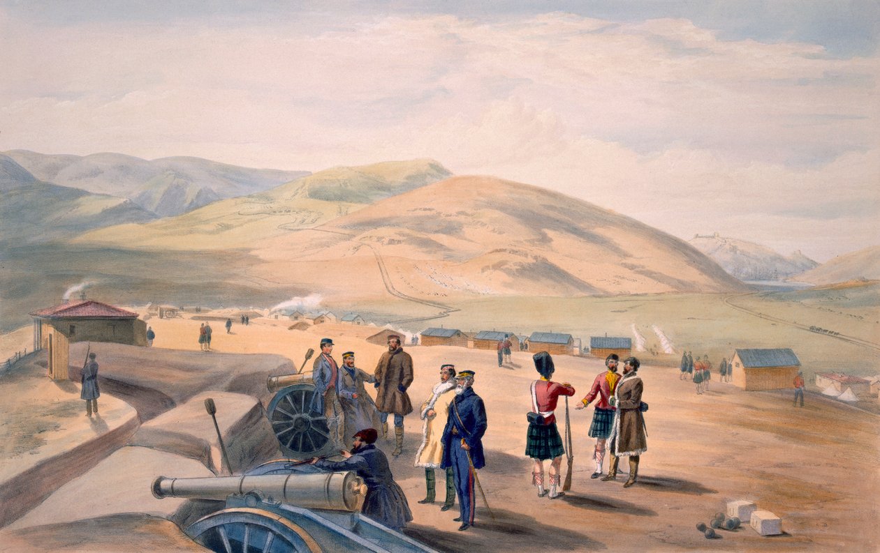 Highland Brigade Camp, platta från "The Seat of War in the East", utgiven av Colnaghi and Co. 1856. av William Crimea Simpson