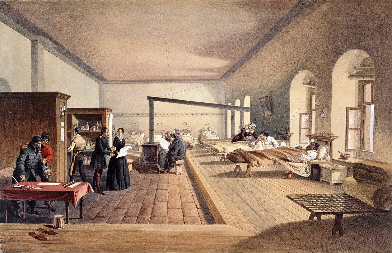 En av avdelningarna på sjukhuset i Scutari, från "The Seat of War in the East - Second Series" utgiven av Colnaghi und Co. 1856. av William Crimea Simpson
