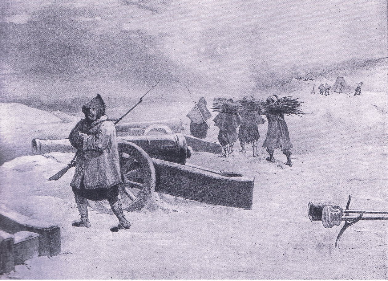 Sentinel of the Zouaves before Sevastopol, illustration från British Battles on Land and Sea, 1915 av William Crimea Simpson