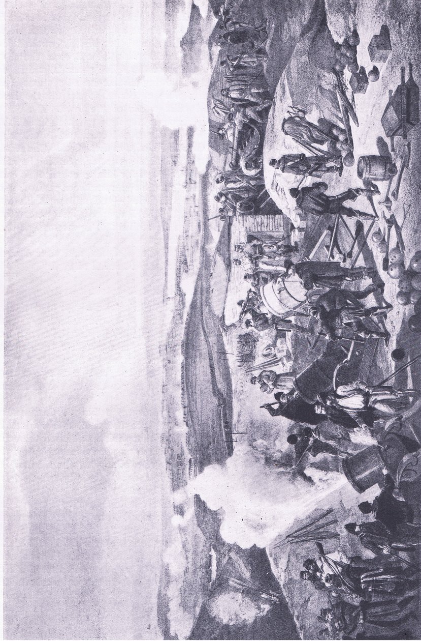 Sevastopol: En varm dag på batterierna, illustration från British Battles on Land and Sea, 1915 av William Crimea Simpson
