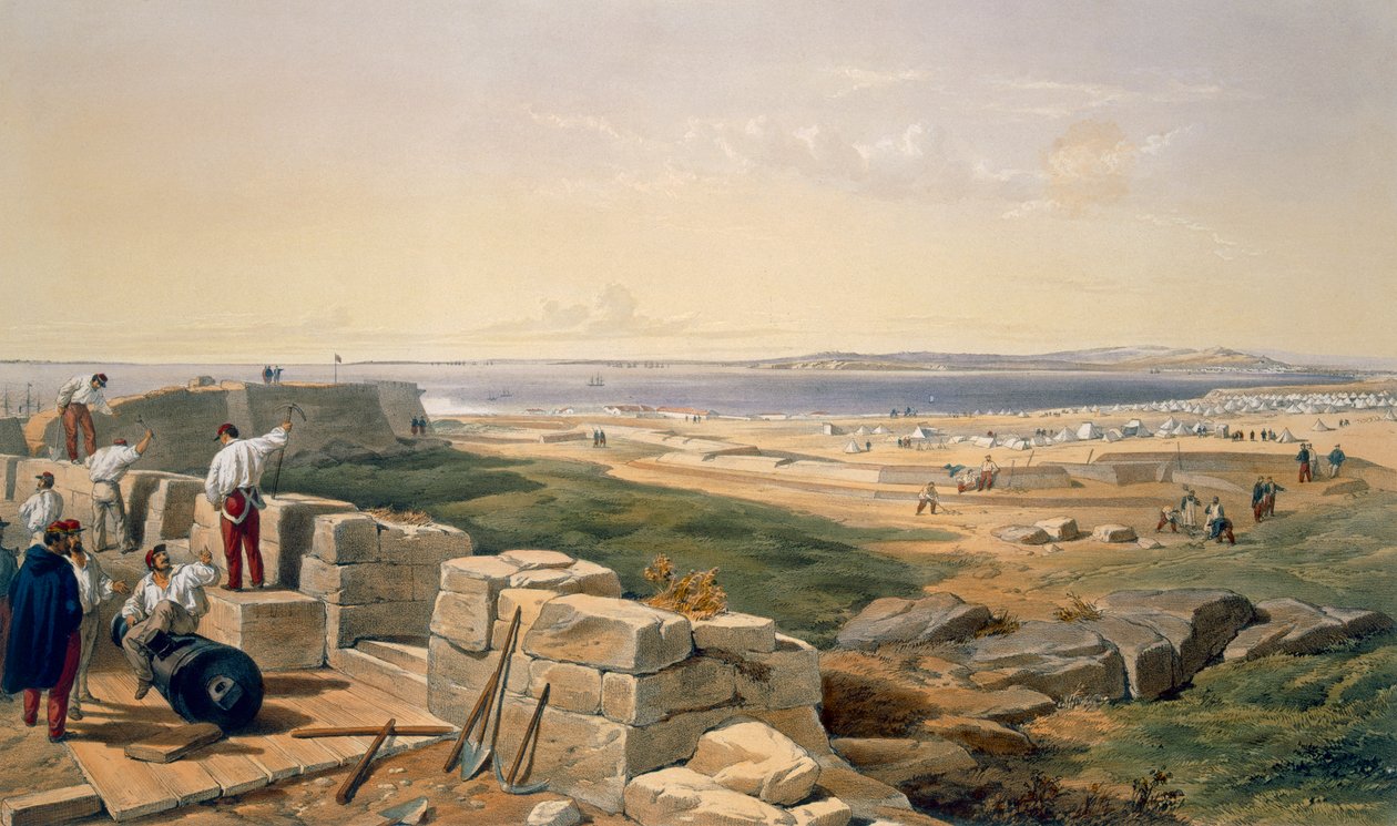 Straits of Yenikale, tallrik från "The Seat of War in the East", pub. av Paul und Dominic Colnaghi und Co., 1856 av William Crimea Simpson