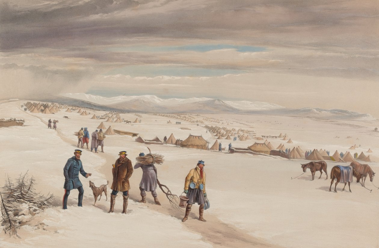 Andra divisionens läger, med blick österut. januari 1855 av William Crimea Simpson