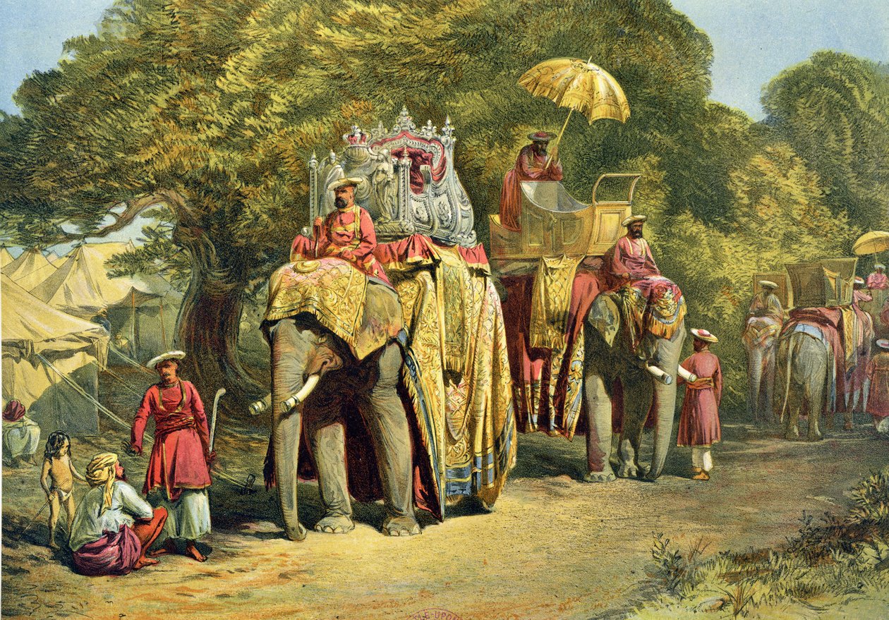 Generalguvernörens stat Howdah, 1863 (chromolitho) av William Crimea Simpson